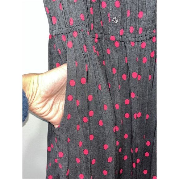 Mossimo Supply Co Sleeveless Dress Pockets Polka Dot Gray Pink Womens Small S - Picture 6 of 9